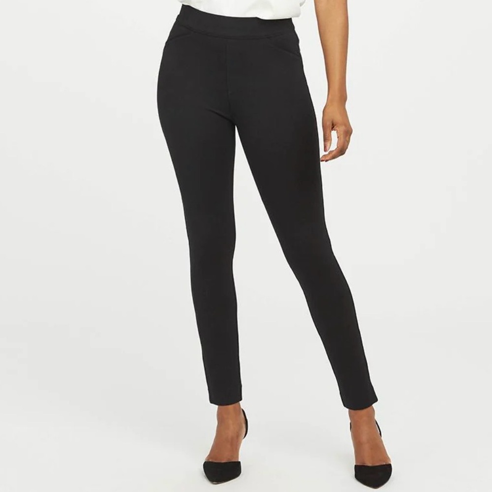 SPANX The Perfect Ankle Back Seam Black Skinny Pants Size L